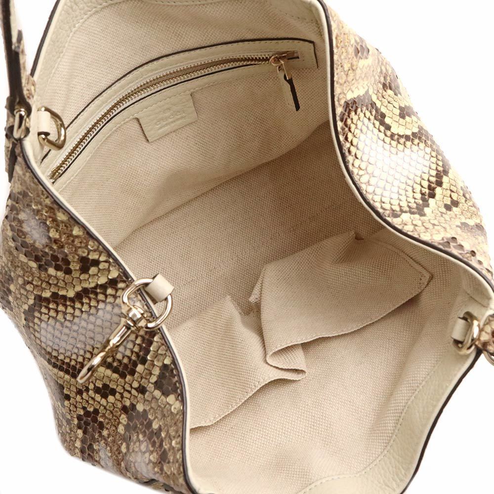 Gucci Leather Tan Python G Soho Interlocking Hand… - image 3